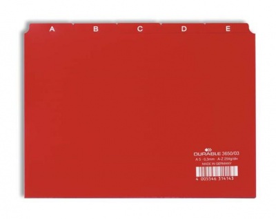Register, PP, A5, 25-dielny, A–Z, DURABLE, červený