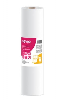 Papier na vyšetrovací stôl, 2-vrstvový, 49 cm × 50 m, 130 hárkov, SOVIO