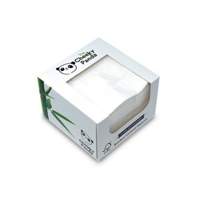 Servítky koktejlové, bambusové, 1/4 ohyb, 2-vrstvové, 25x25 cm, 100 ks, CHEEKY PANDA, biele