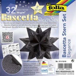Bascetta hviezda, sada, 14,5x14,5 cm, 90 g, 32 listov, FOLIA, čierna-divočina