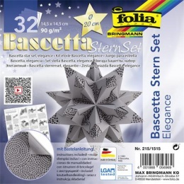 Bascetta hviezda, sada, 14,5x14,5 cm, 90 g, 32 listov, FOLIA, antracitová - perly