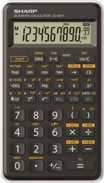 Kalkulačka, vedecká, 146 funkcií, SHARP "EL-501TBWH", čierna-biela, v krabičke