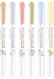 Zvýrazňovač, sada, 1,4/4 mm, obojstranný, ZEBRA "Mildliner Scented Fragrance", 6 rôznych farieb